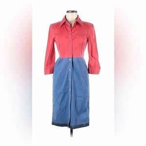 PRADA spring 2004 shirt dress, size 42 (IT) (US 6) colorblock blue and red
